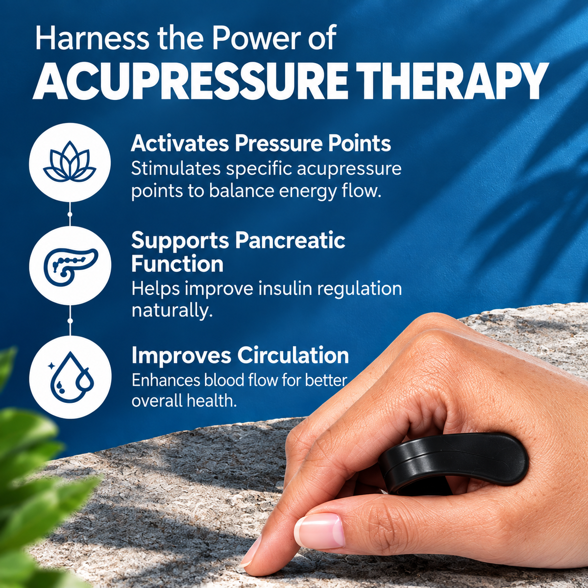 Sugar Control LI4 Acupressure Point Clip For Diabetics Headache Relief And Tension Relief Wearable Hand Massager