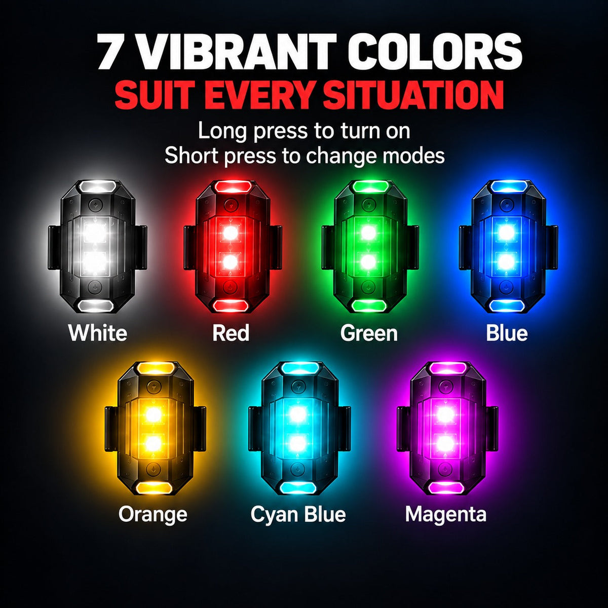 7 Colors Exterior Night Signal LED Light With USB (Pack Of 2)