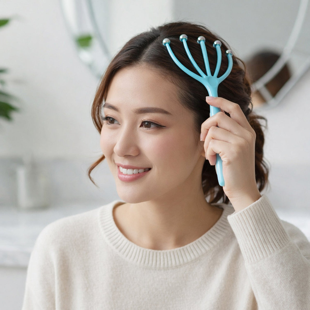 Handheld Five-finger Head Massager With Rolling Ball Tips (1 Pc)