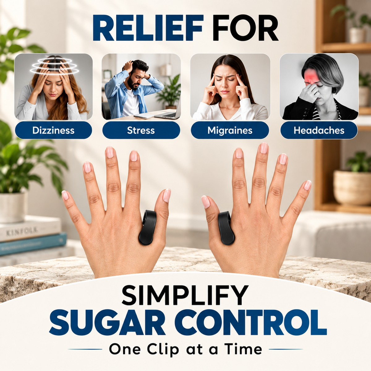 Sugar Control LI4 Acupressure Point Clip For Diabetics Headache Relief And Tension Relief Wearable Hand Massager