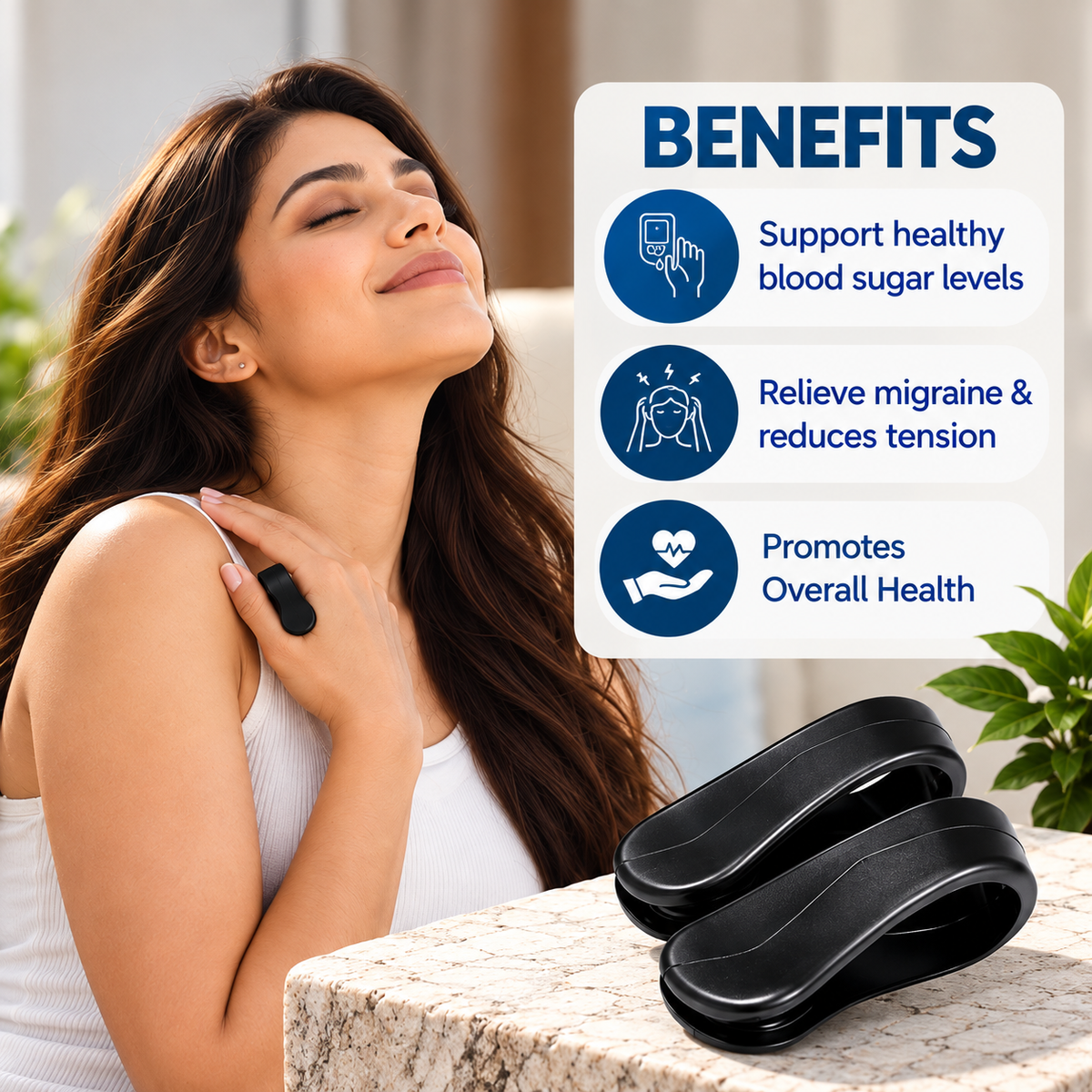 Sugar Control LI4 Acupressure Point Clip For Diabetics Headache Relief And Tension Relief Wearable Hand Massager